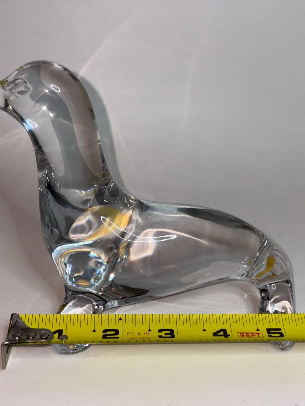 Daum France Crystal Seal or Sea Lion Clear 3.75”x5.5”x4.75” Solid Signed